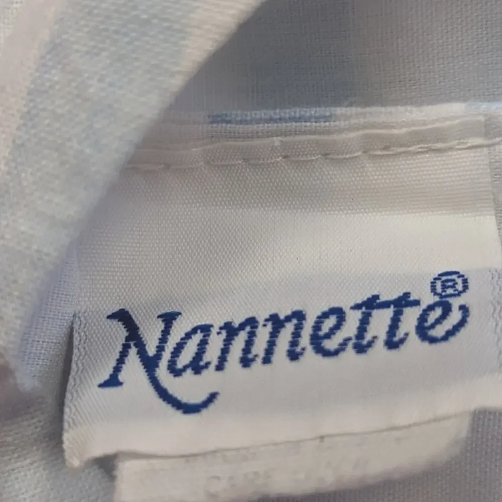 Vintage Nannette Romper Girls Size 12m Blue Stripe Rosette Bubble